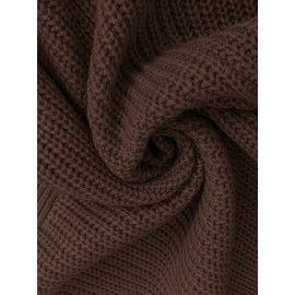 Plus Size, Women's Olive Green V-Neck Collar Sweater Dress with Short Sleeves & Single Button Closure - A-Line Winter Dress for, Office, Semi-Formal Wear - Machine Washable Cozy Outfit