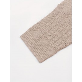 Plus Size, Women's Oversized Elegant Sweater - Winter Warm Round Neck Long Sleeve Cable- Texture Sweater for Fall & Winter, Cozy Casual to Formal Outfits, Plus Size Available (Hand Washable) - Versatile Everyday & Special Occasion Sweater