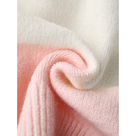 Plus Size - Women'S Korean Style Pink Patchwork Hooded Sweater - Casual Long Sleeve Cardigan with Button Front, Loose Fit for Fall/Winter, Lightweight & Cozy, Buttoned Cardigan