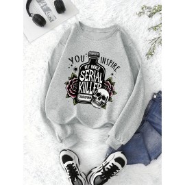 Women'S Casual Crew Neck Sweatshirt with Dark Humor 