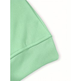 Women's Light Green Hooded Sweatshirt Dress with Inspirational 