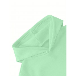 Women's Light Green Hooded Sweatshirt Dress with Inspirational 