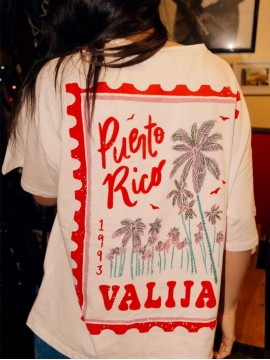 Women'S Casual Elegant Puerto Rico Graphic Print T-Shirt - Vibrant Red & Pink Design, Crew Neck, Short Sleeve, Lightweight Polyester, Perfect for Summer Outfits