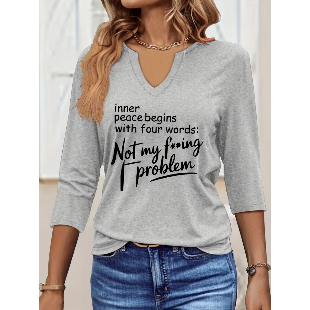 Women'S Casual V-Neck T-Shirt with 