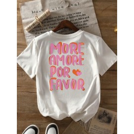 Women's Casual Short Sleeve T-Shirt with Bold 