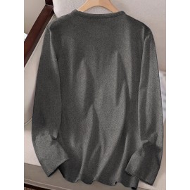 Women's Casual Long Sleeve Crew Neck T-Shirt - Soft Machine-Washable Fabric, Cozy Fall & Winter Top with 