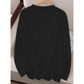 Women's Casual Long Sleeve Crew Neck T-Shirt - Soft Machine-Washable Fabric, Cozy Fall & Winter Top with 