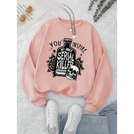 Women'S Casual Crew Neck Sweatshirt with Dark Humor 